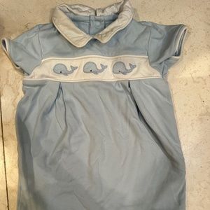 Janie and Jack 3-6 MO Blue Whale onsie